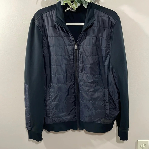 MICHAEL Michael Kors Black Quilted Mixed Media Jacket  L - Picture 1 of 15